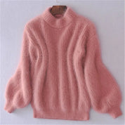 Locker gestrickter einfarbiger Pullover - Vintage Angora Pullover | Rannveigh