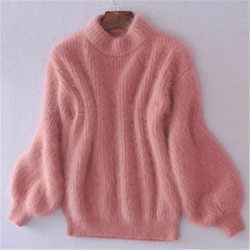 Locker gestrickter einfarbiger Pullover - Vintage Angora Pullover | Rannveigh