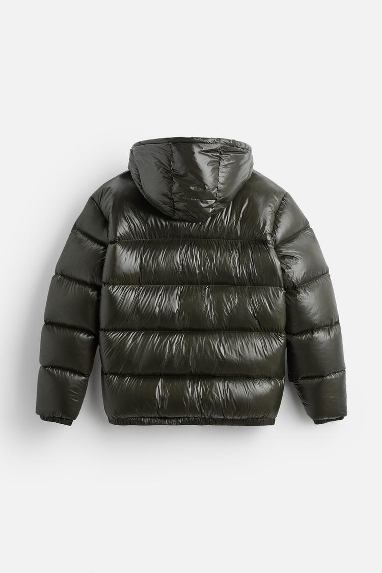 Glänzende, wattierte Pufferjacke mit Kapuze für Herren | Vetti