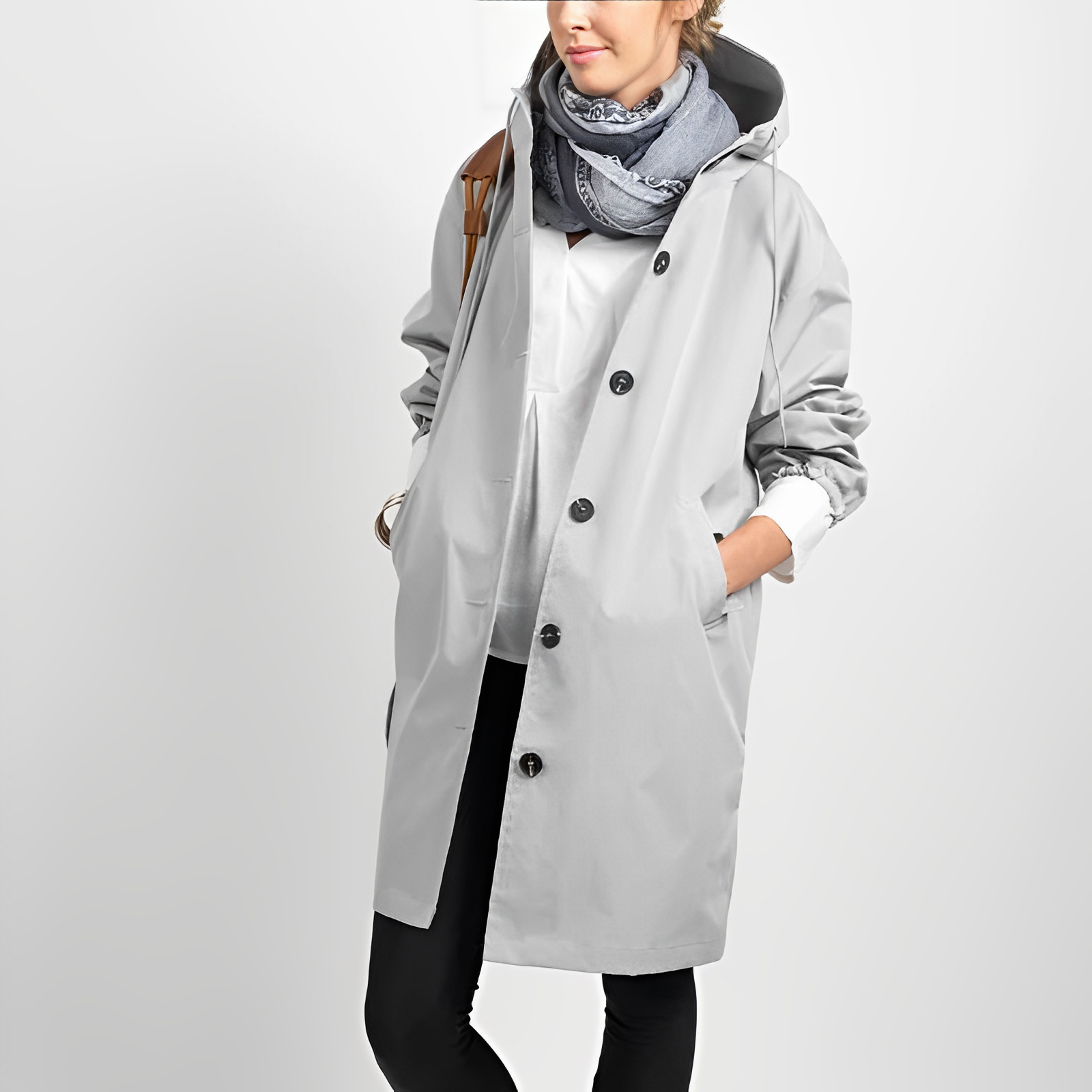 Klassische wasserdichte Regenjacke mit Kapuze für Damen | Perfekt für Outdoor-Aktivitäten | Fintani