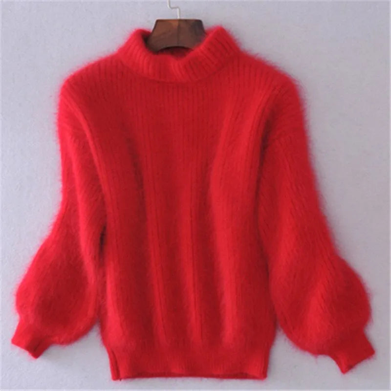 Locker gestrickter einfarbiger Pullover - Vintage Angora Pullover | Rannveigh