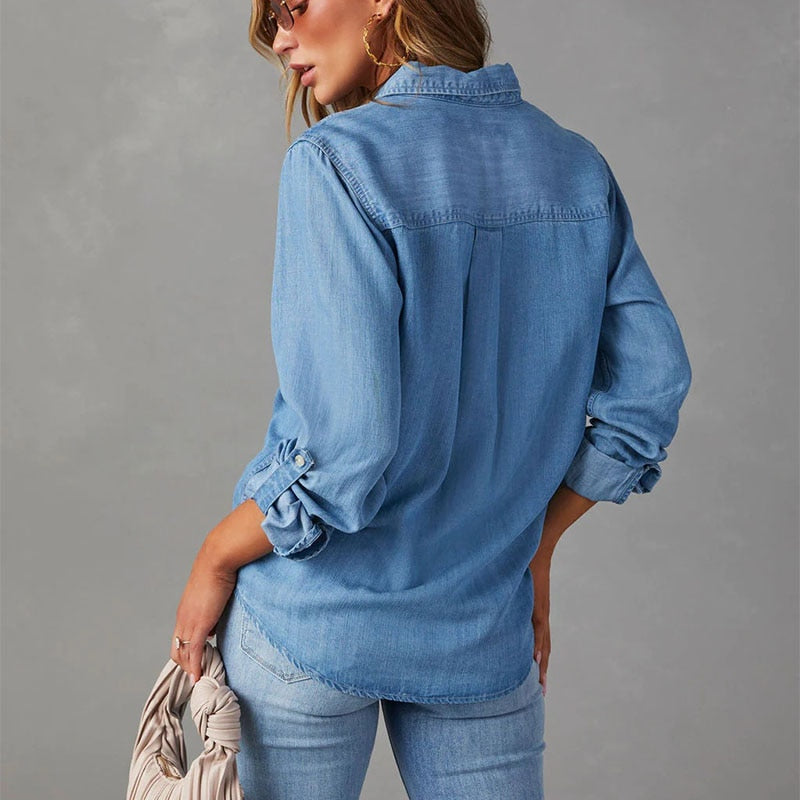 Priscilla | Klassische Denim-Bluse mit Knöpfen für Damen