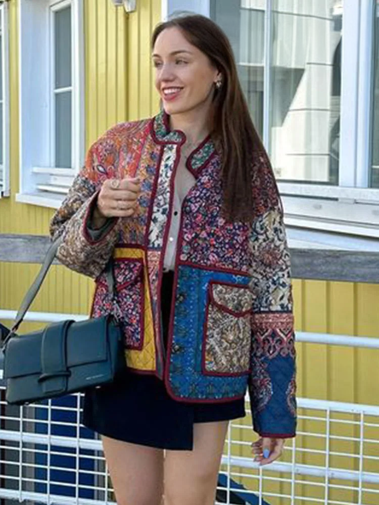 Mariah Elegante l Übergroßer Damen-Blazermantel mit Blumendruck für Büroarbeit und Taschen