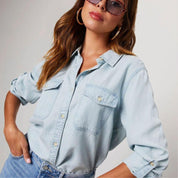 Priscilla | Klassische Denim-Bluse mit Knöpfen für Damen