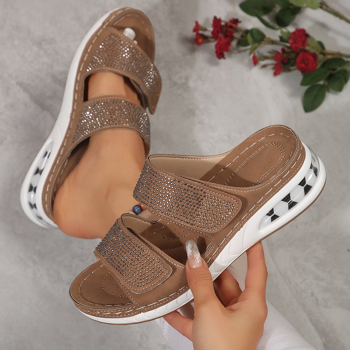 Sommer-Strass-Slipper für Damen | Sandalen für Damen | Rutschfeste Strandschuhe | Tyra