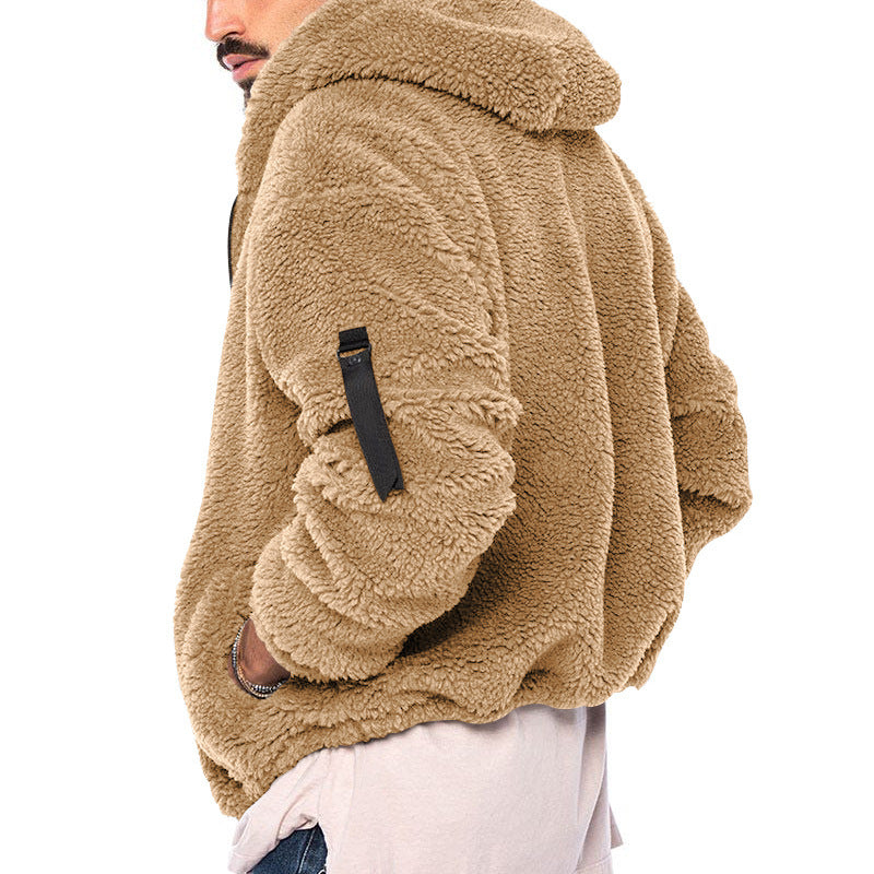 Warme, flauschige Teddyjacke für Herren mit Kapuze | Branko