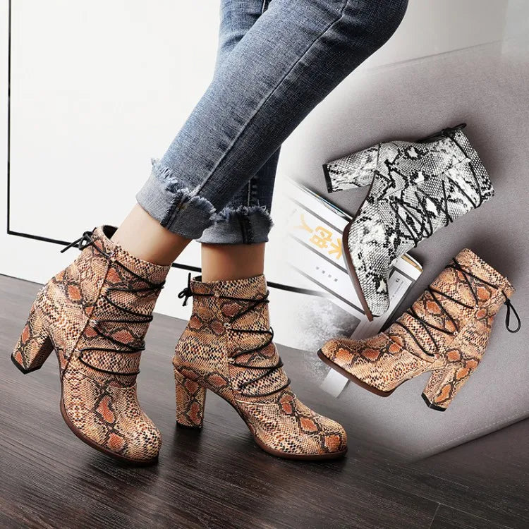 Hochwertige Damen High Heel Print Stiefel | Herbst/Winter Favorit | Tuffayna