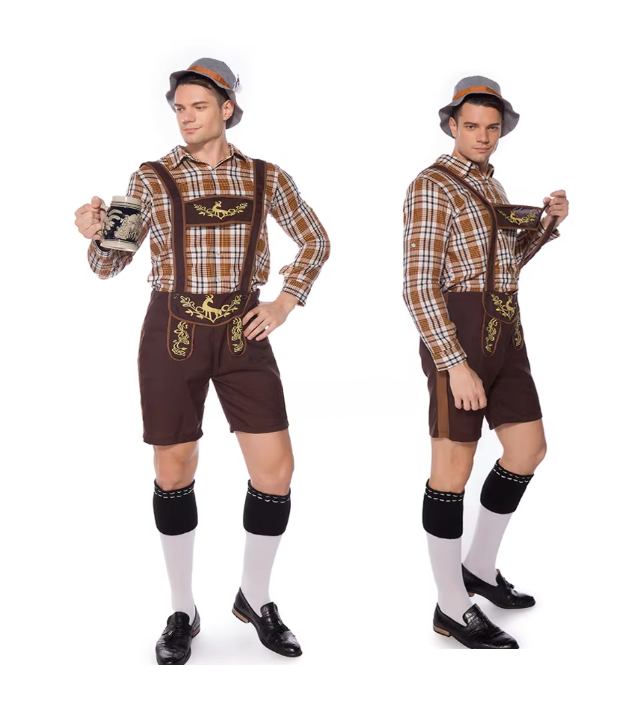 Herren Oktoberfest-Lederhose | Oktoberfest-Kostüm | Shorts für Männer - Croman