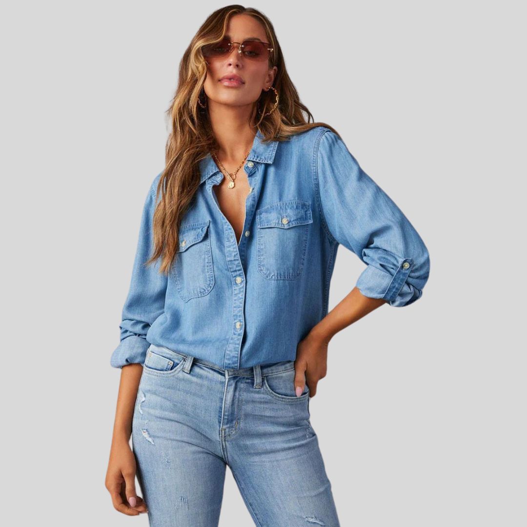 Priscilla | Klassische Denim-Bluse mit Knöpfen für Damen