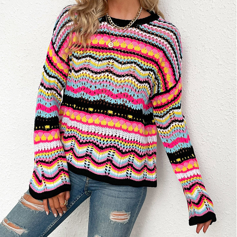 Bunt gestreifter Strickpullover | Varda