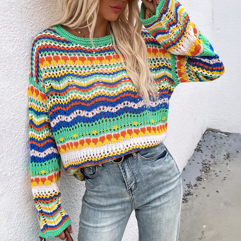 Bunt gestreifter Strickpullover | Varda