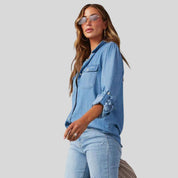 Priscilla | Klassische Denim-Bluse mit Knöpfen für Damen