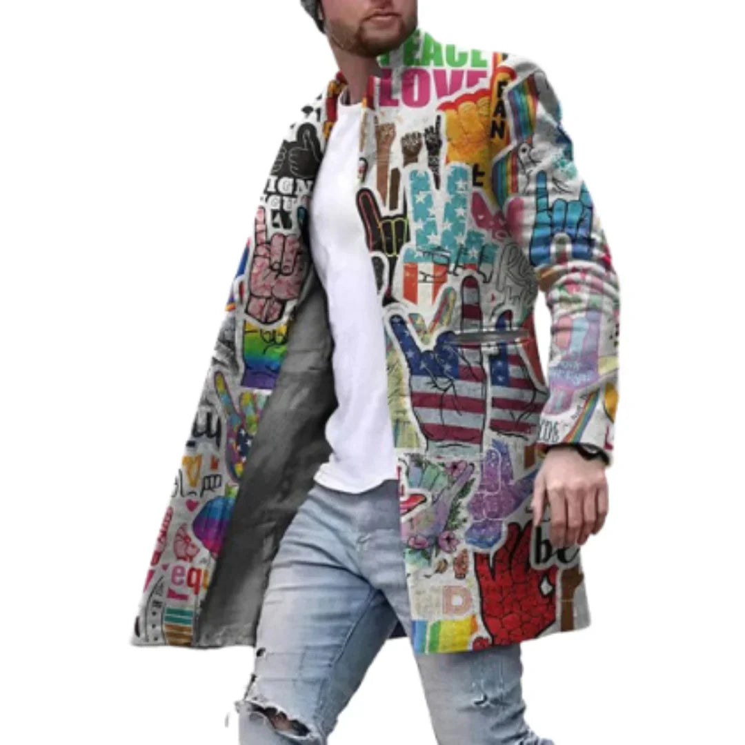 Stylischer Streetwear Graphic Langmantel für Herren | Heiden