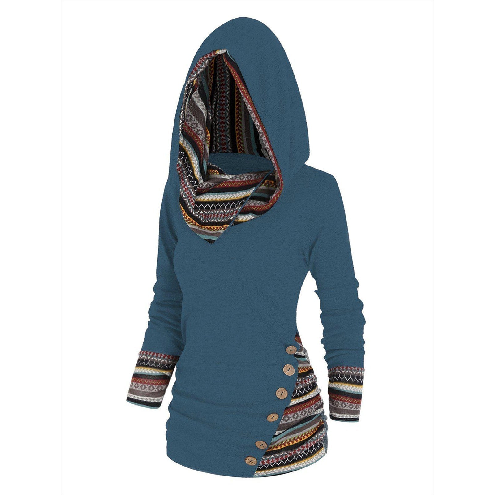 Entspannter Kapuzenpullover mit Tribal-Muster | Meinarda