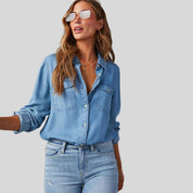 Priscilla | Klassische Denim-Bluse mit Knöpfen für Damen