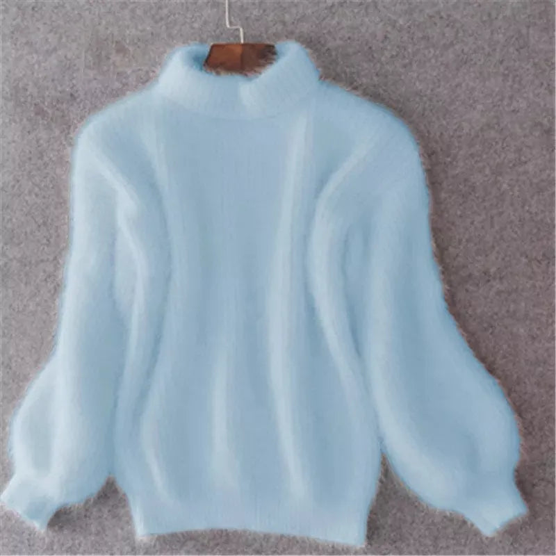 Locker gestrickter einfarbiger Pullover - Vintage Angora Pullover | Rannveigh