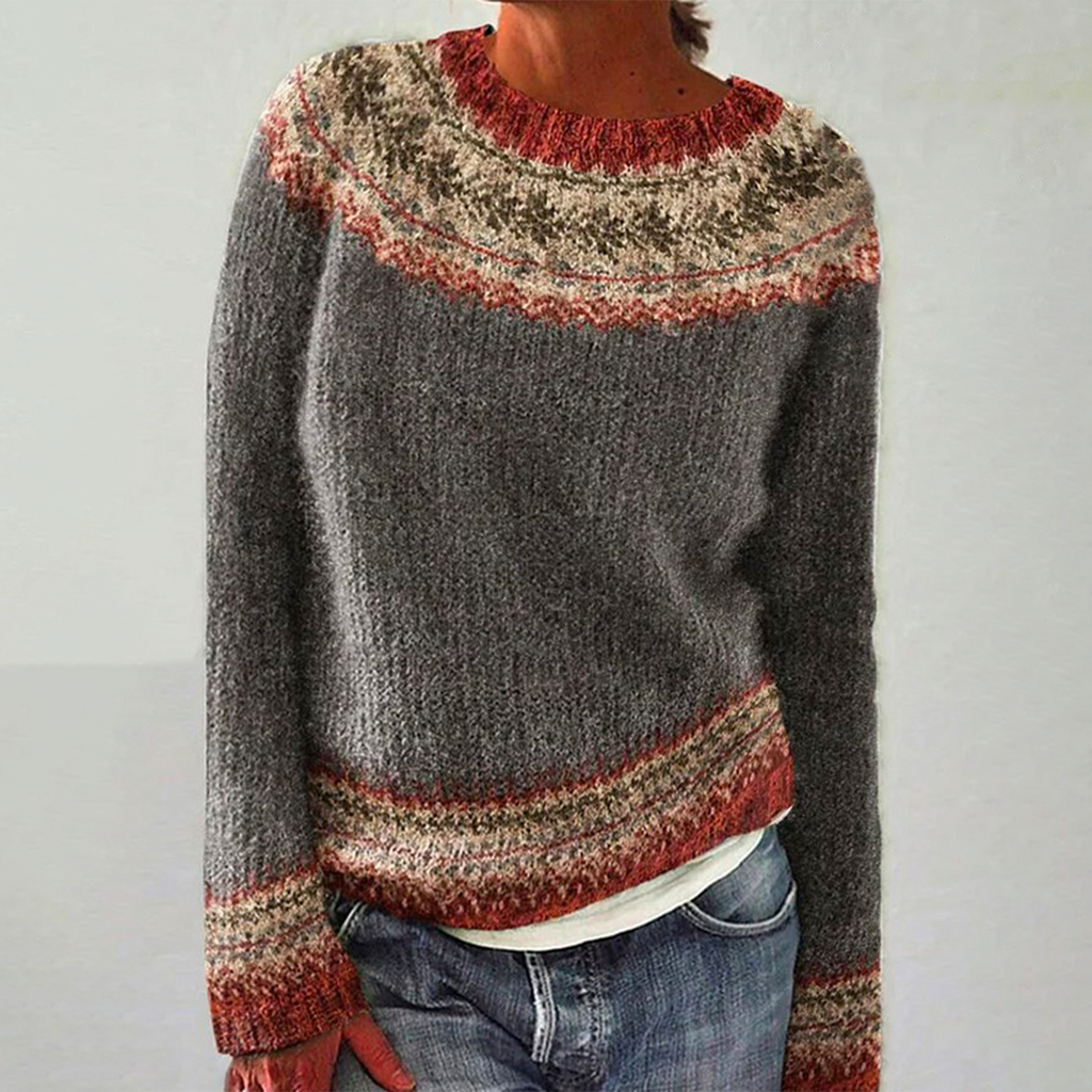 Langärmeliger Pullover mit stilvollem Druck | Fabrizia