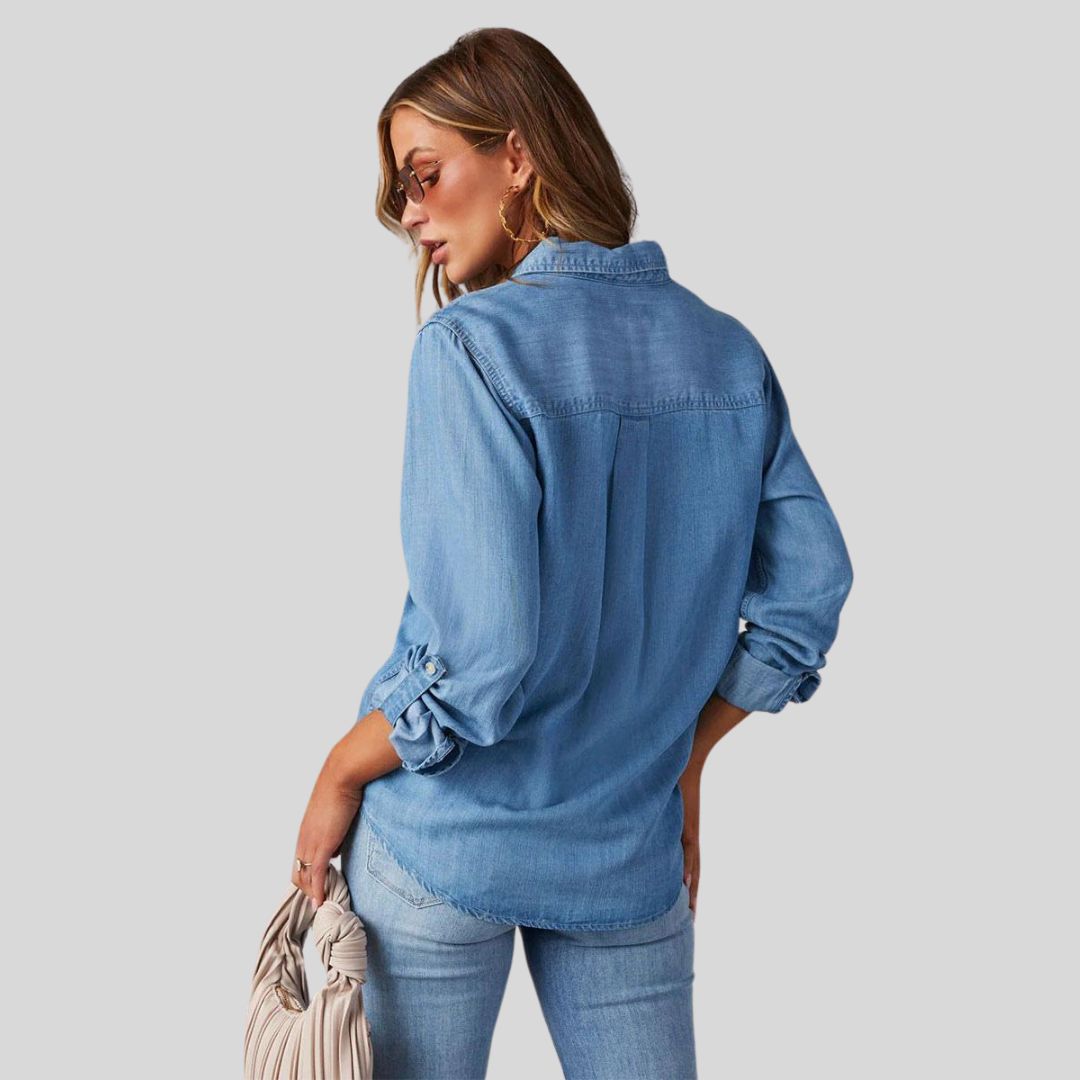 Priscilla | Klassische Denim-Bluse mit Knöpfen für Damen