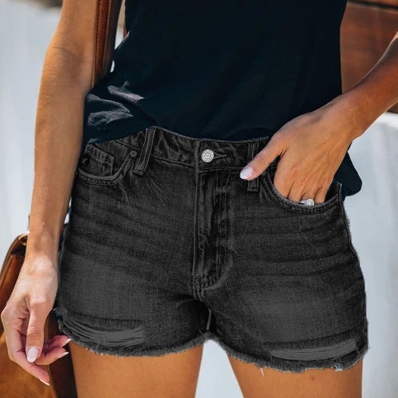 Sommer-Jeansshorts für Damen | Shorts mit Fransen Jeans l Dorinda