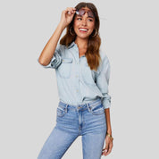 Priscilla | Klassische Denim-Bluse mit Knöpfen für Damen