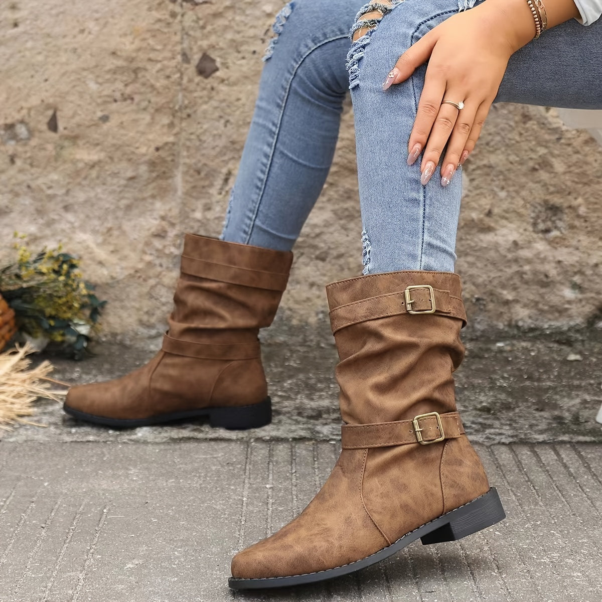 Vintage CharmWestern-Stiefeletten mit Schnallenriemen | Ronja