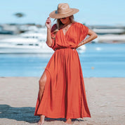 Atlanta | Sommer-Strand-Maxikleid für Damen mit geraffter Taille