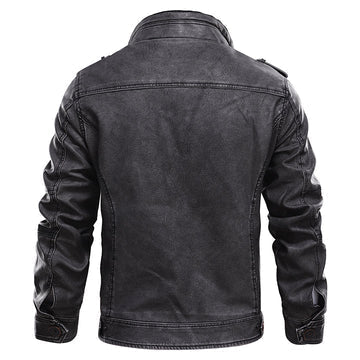 Klassische schwarze Lederjacke für Herren | Cleofaso