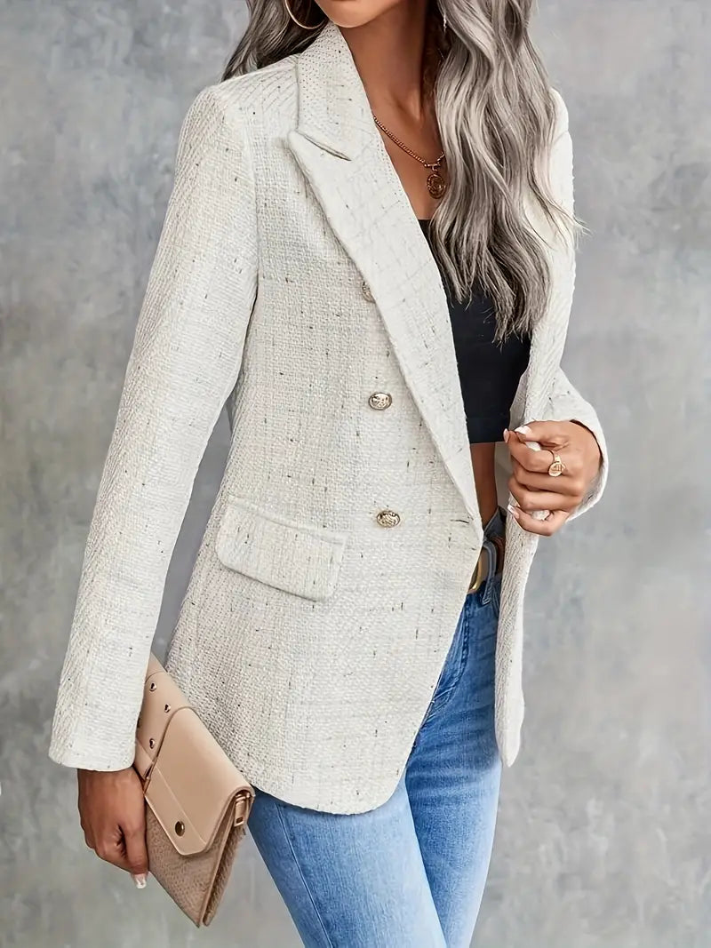 Eleganter beiger Tweed-Blazer für Herbst und Winter | Alexine