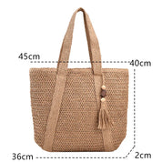 Gewebte Tragetasche für den Sommer, Strandtasche, feminine Bohemian-Umhängetasche l Winifred