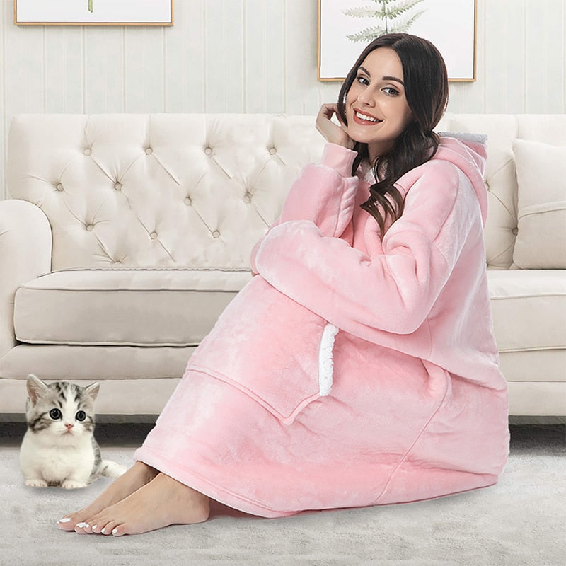 Übergroße Fleece -Kapuze -Decke für ihn und sie l CozyCloud Duo