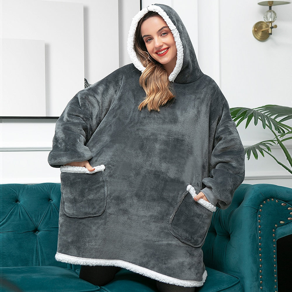 Übergroße Fleece -Kapuze -Decke für ihn und sie l CozyCloud Duo