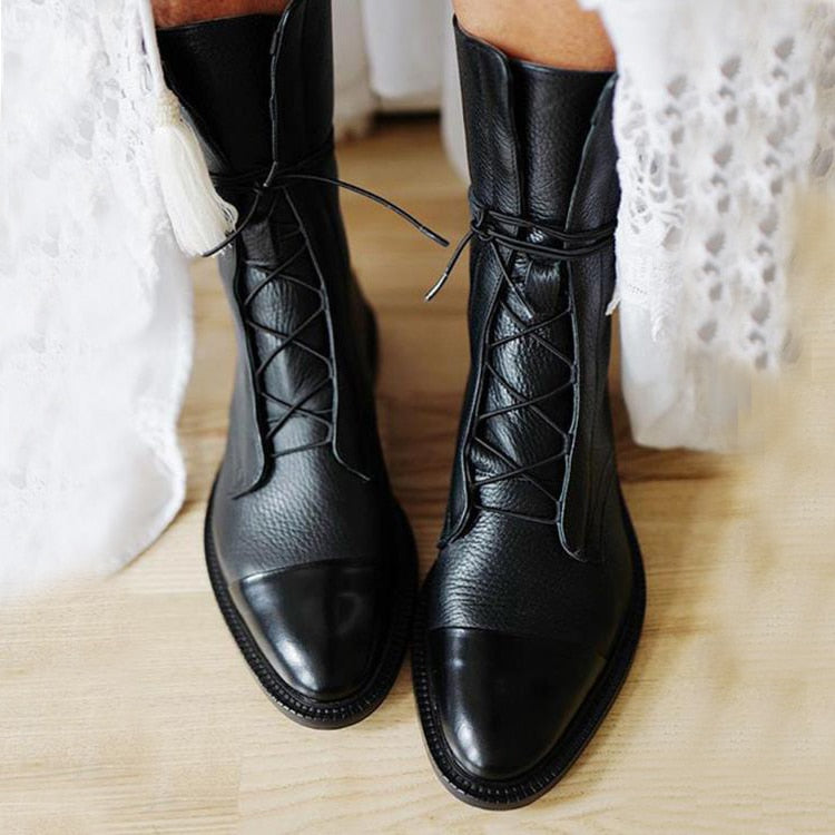 Vintage-Stiefeletten mit Absatz für Damen | Iseul