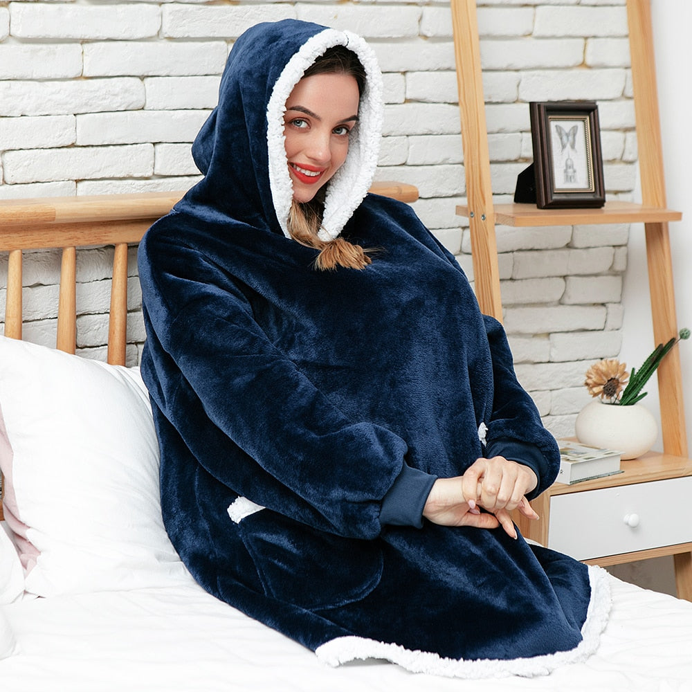 Übergroße Fleece -Kapuze -Decke für ihn und sie l CozyCloud Duo