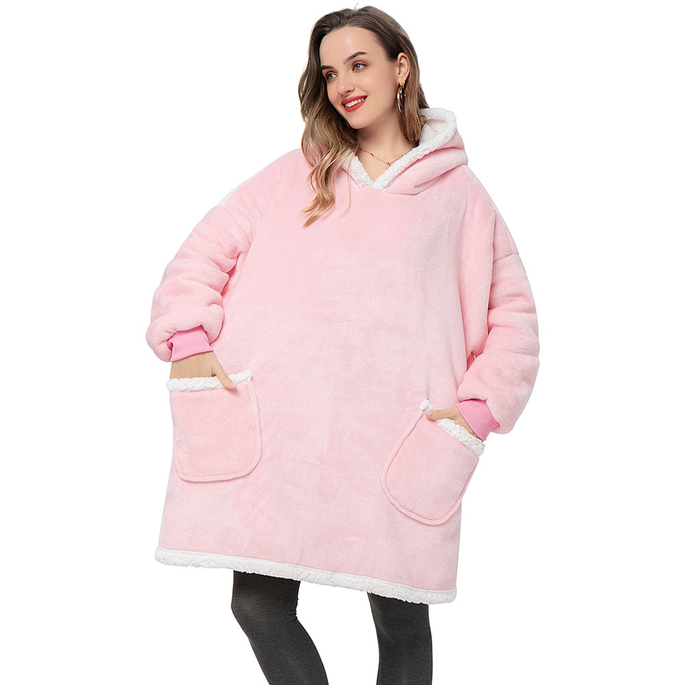 Übergroße Fleece -Kapuze -Decke für ihn und sie l CozyCloud Duo