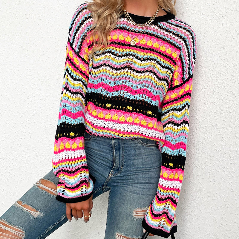 Bunt gestreifter Strickpullover | Varda