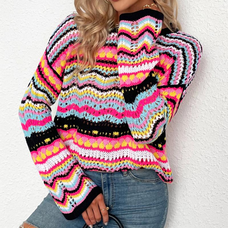 Bunt gestreifter Strickpullover | Varda