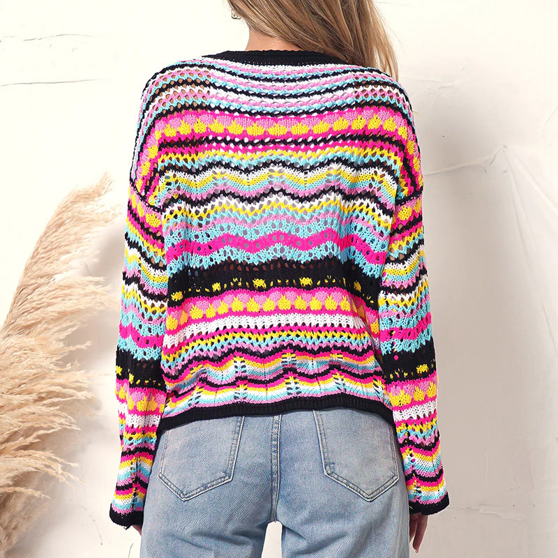 Bunt gestreifter Strickpullover | Varda