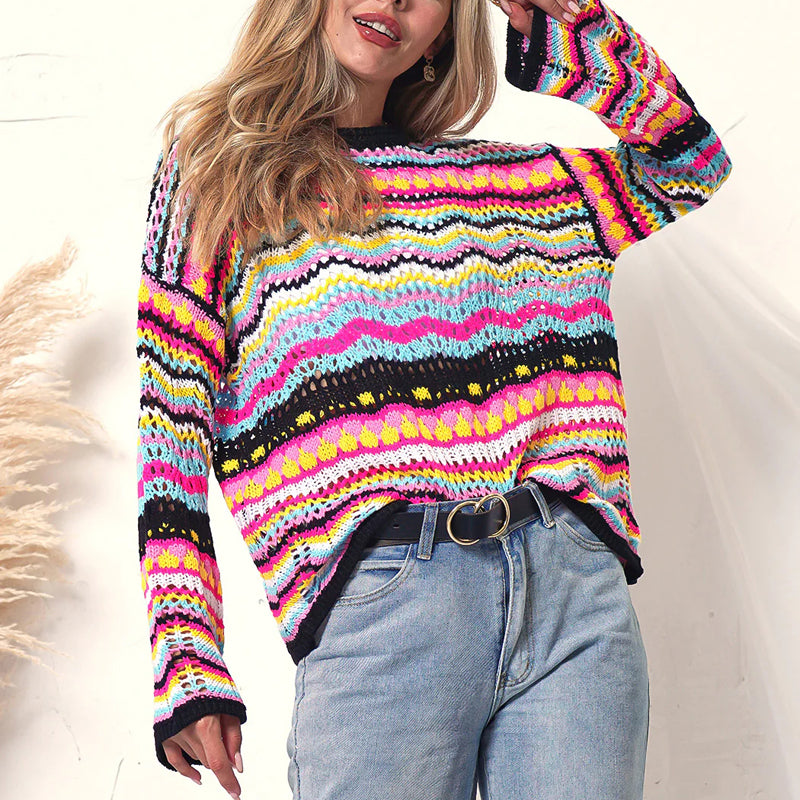 Bunt gestreifter Strickpullover | Varda