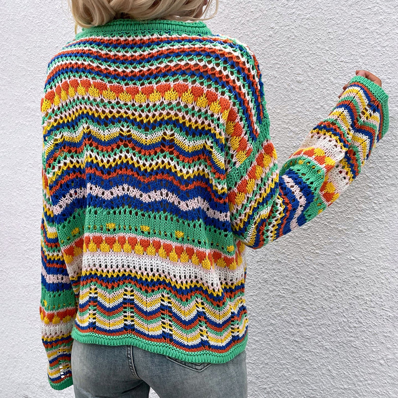 Bunt gestreifter Strickpullover | Varda