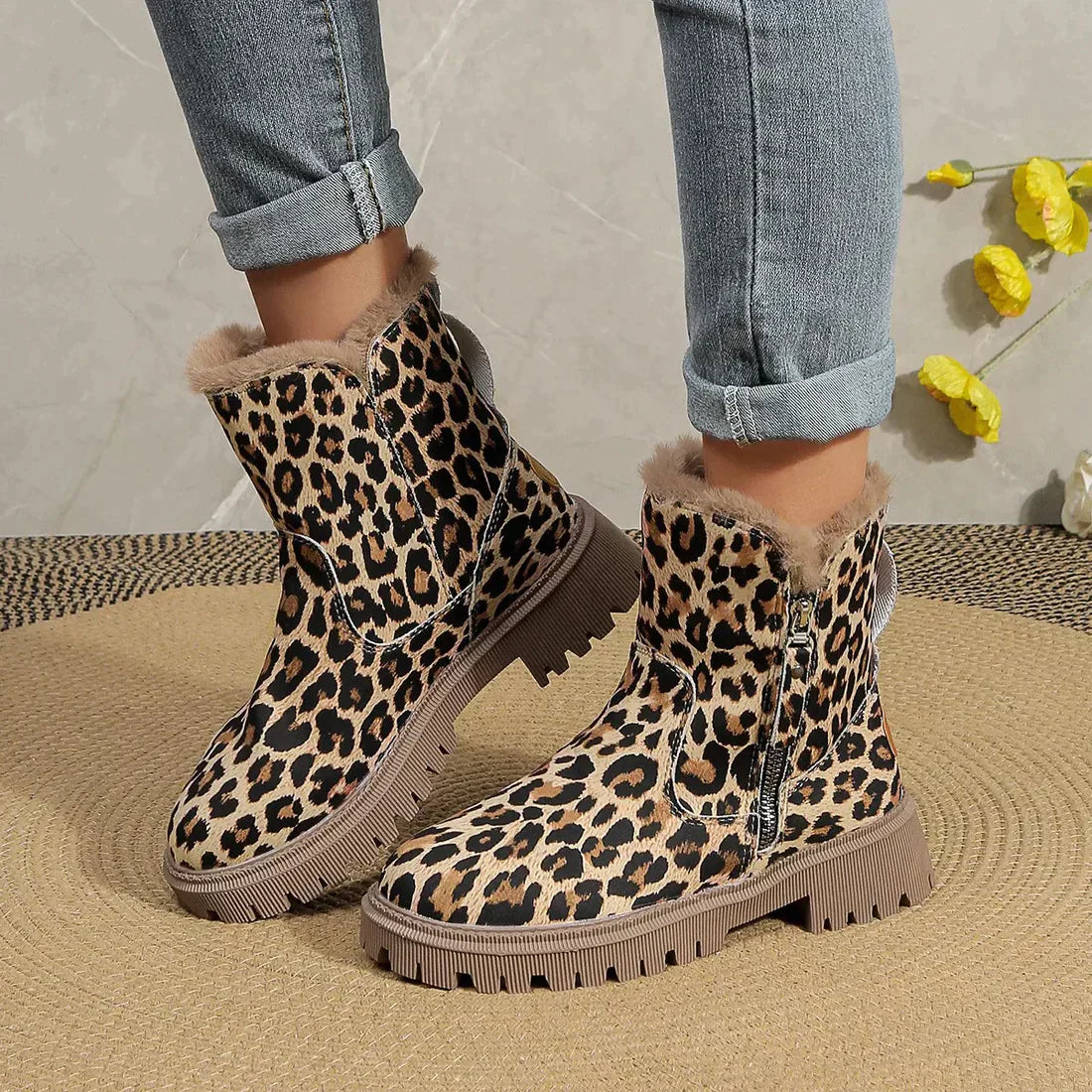 Stylische Stiefel mit Leopardenmuster | Ethelenda