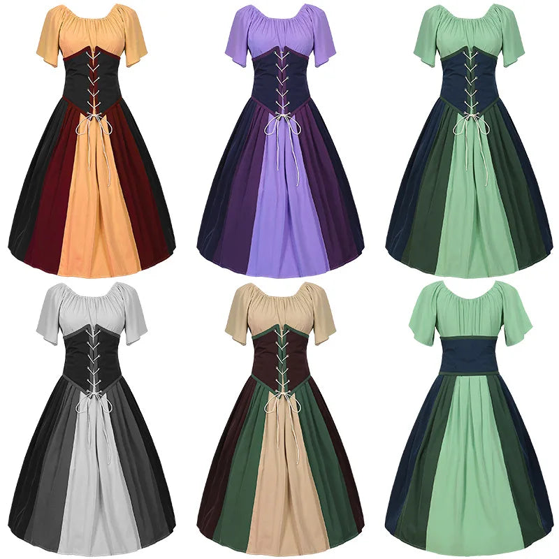 Glorious Renaissance Kleid Frauen Mittelalter Gothic Long Maxi Retro Vestido Victorian Lace Up Paty Ball Gown | Adabellan