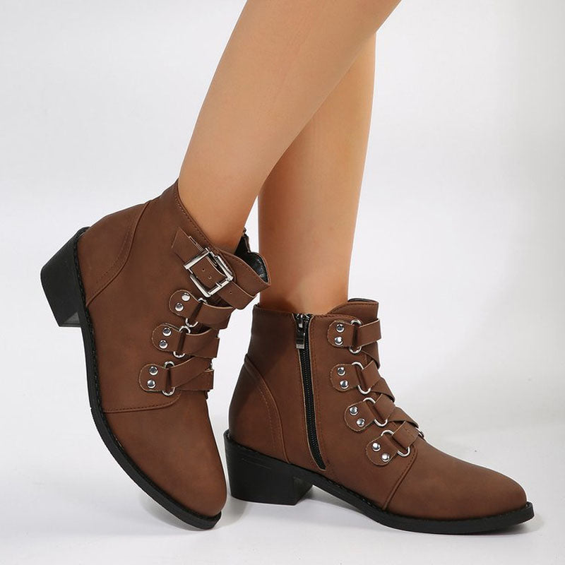 Vintage-Stiefel mit klobigem Absatz | Annise