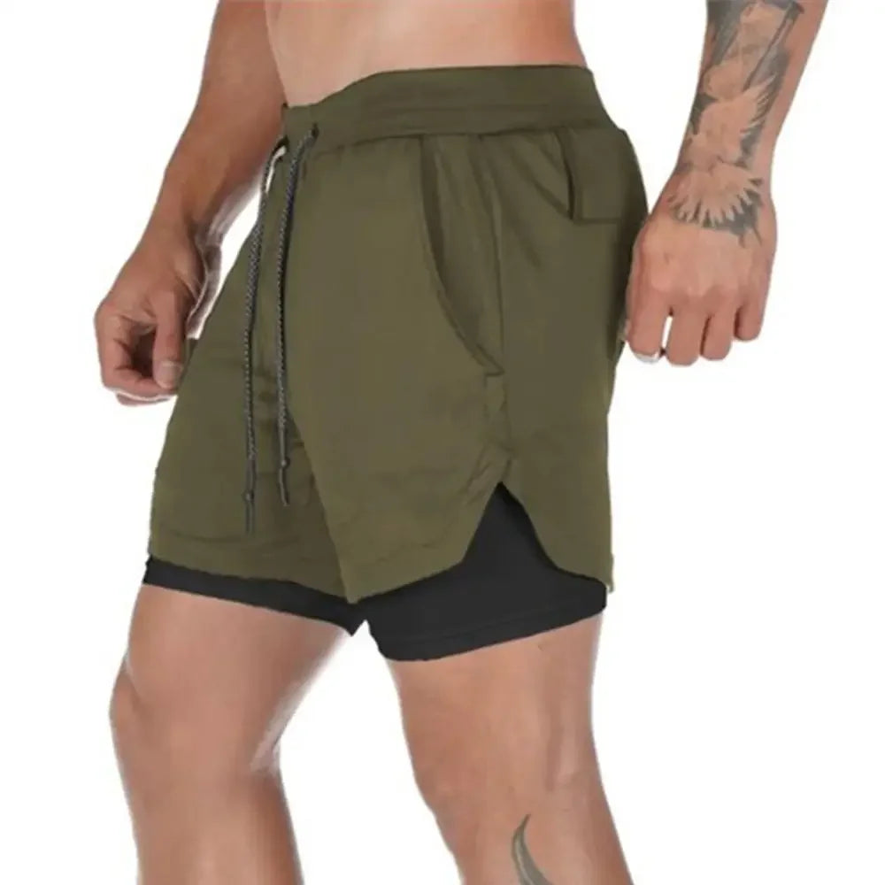 2025 Herren Camo 2-in-1 Laufshorts für Fitnessstudio & Sport | Schnelltrocknend & Atmungsaktiv l Keoni