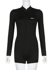 Damen Y2K Bodycon Langarm-Strampler | Perfekt zum Radfahren und Wandern | Mnemosyne