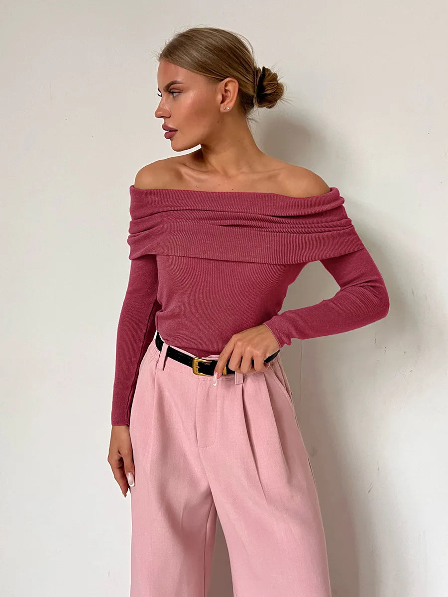 Off-Shoulder Langarmpullover für Damen | Der Lieblingspullover der Herbstfrauen | Hazley