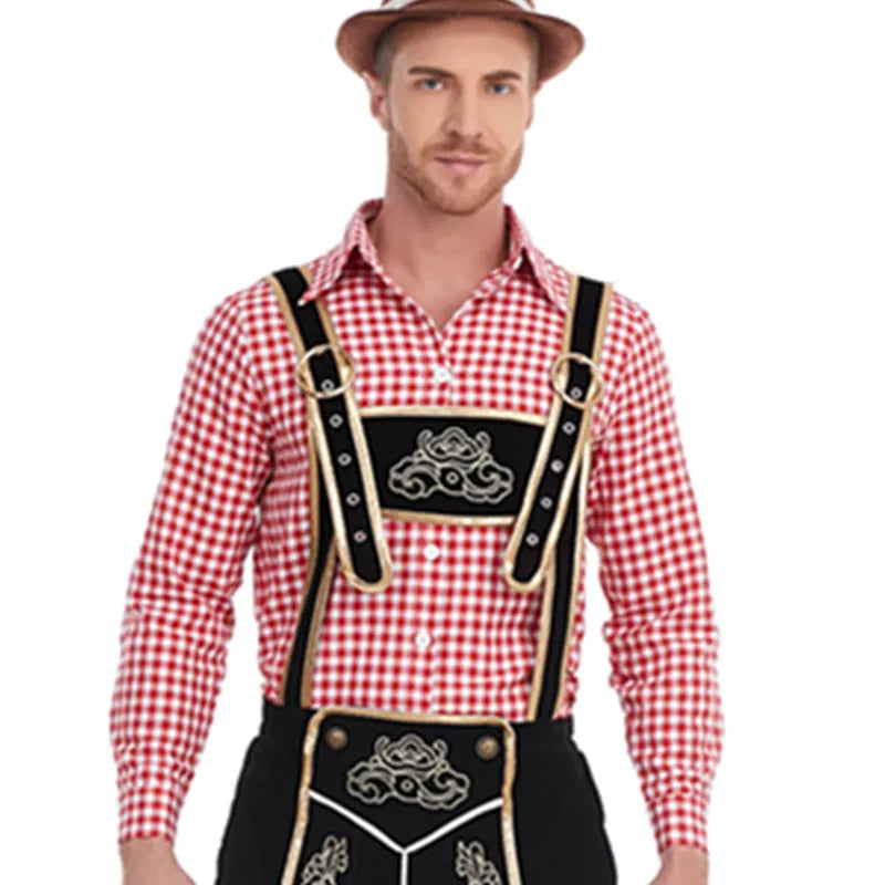 Bayerische Tracht für Herren – Traditionelle Oktoberfest-Hosenträgershorts und Hemd | Tharghall