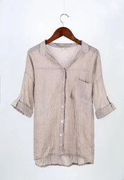 Vintage Button-Down Baumwoll-Leinen Bluse | Riane