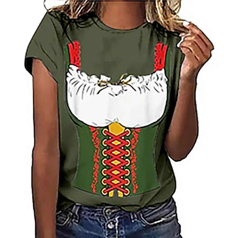 Damen Oktoberfest T-Shirt | Bayerischer Stil | Lustiges Bier-T-Shirt für Oktoberfest | Barbary