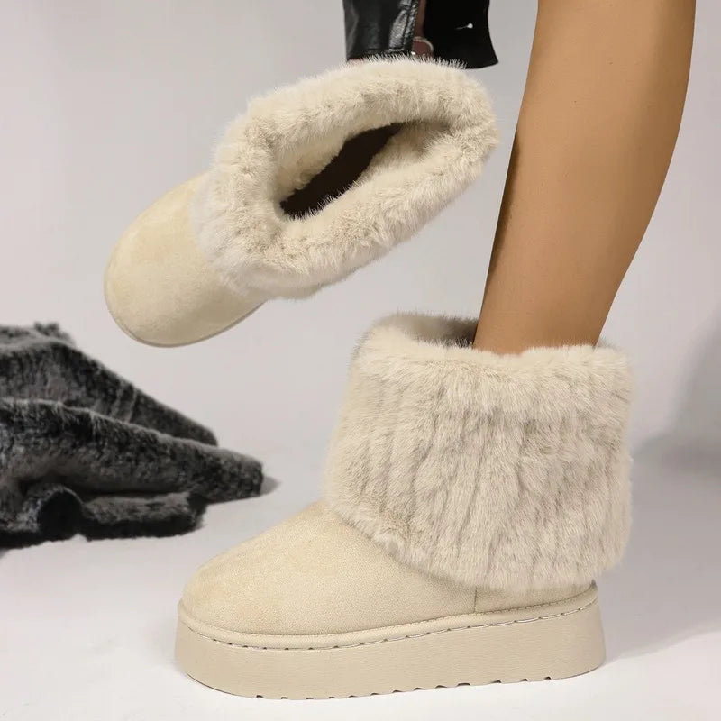 Flauschige und gemütliche Schlupfstiefel für den Winter für Damen | Dorria