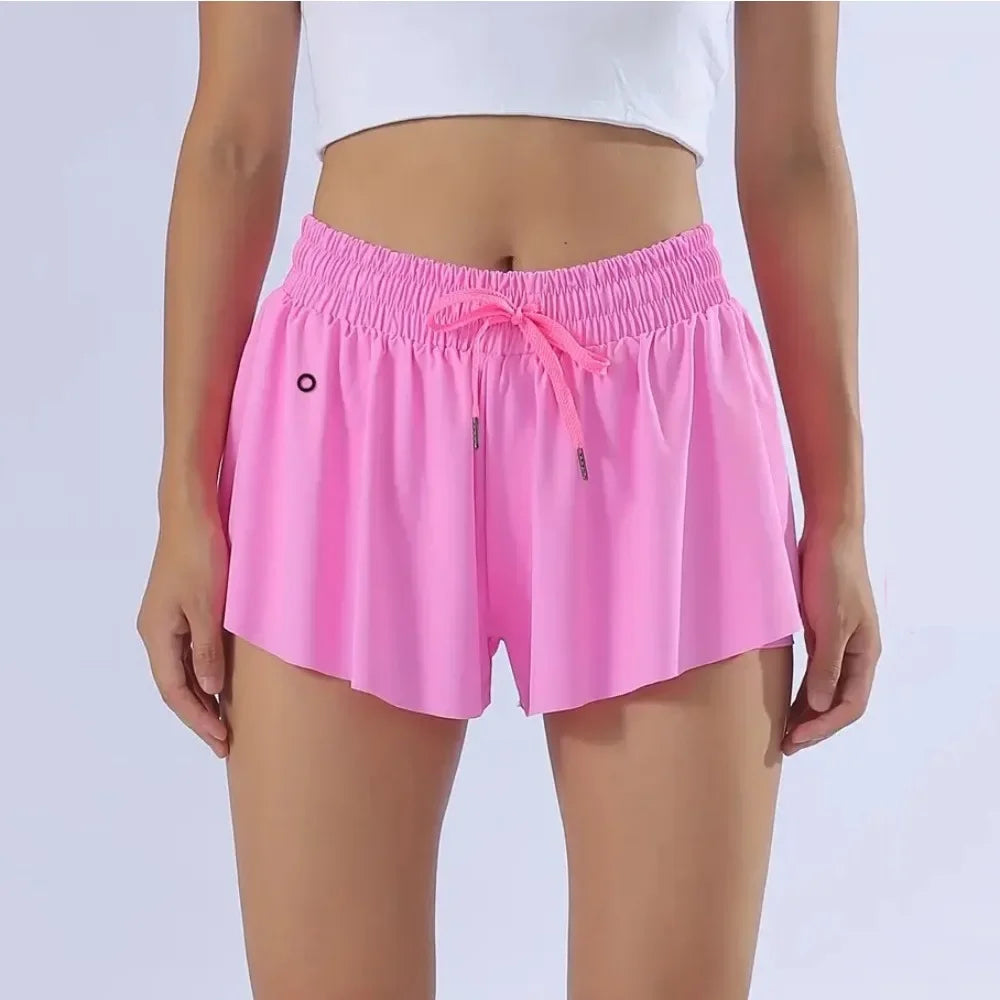 Fließende Sportshorts mit integriertem Skort | Elviana